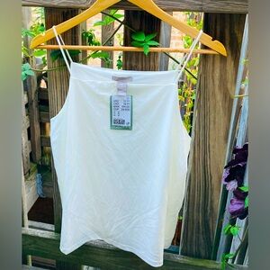 H&M • M • White/Ivory • Spaghetti Strap Tank Top w High Neckline